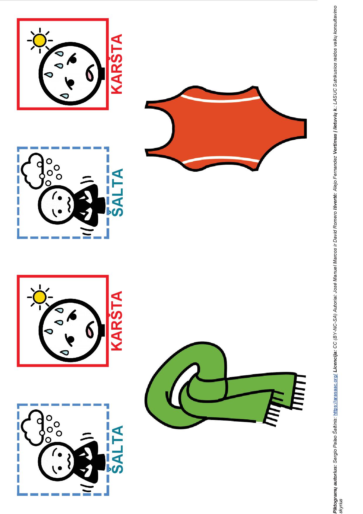 TEACH medžiaga - mokausi apsirengti, kai yra šalta/šilta.